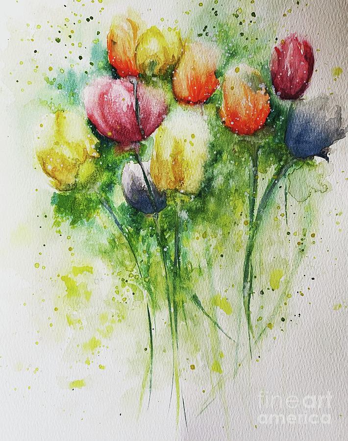 Spring Tulips  Painting by Sharron Knight