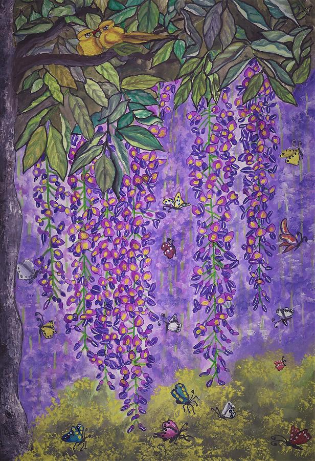 Spring wisteria delight Painting by Tara Krishna