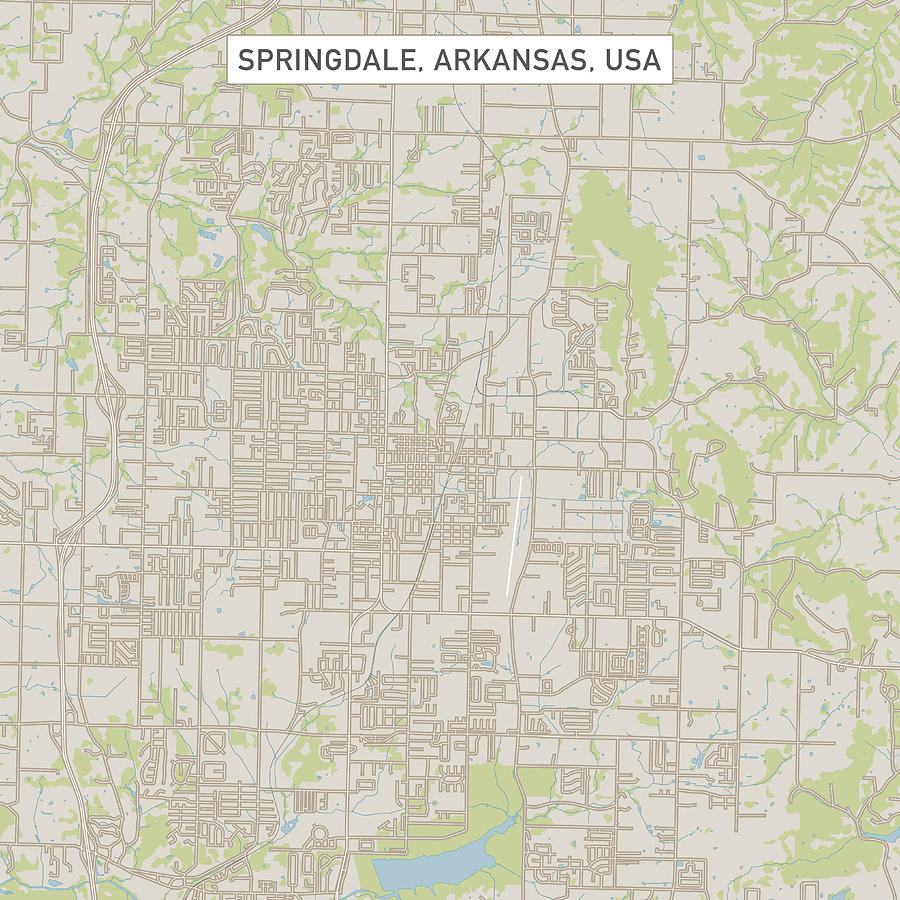 Springdale Arkansas US City Street Map Drawing by FrankRamspott