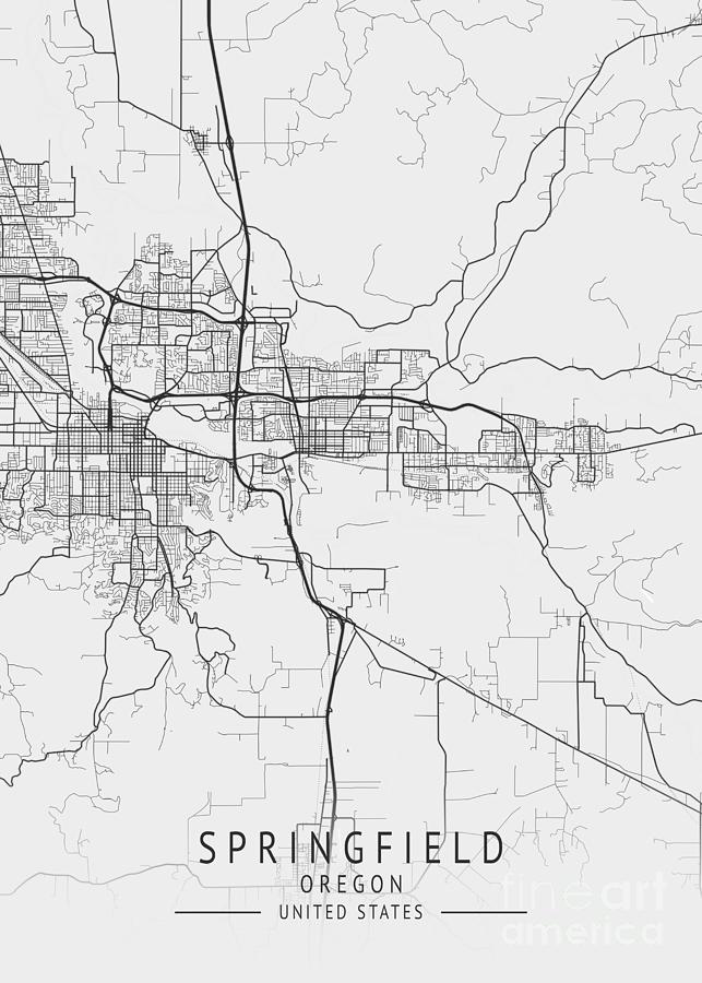 Springfield Oregon Us Gray City Map Digital Art By Tien Stencil Fine Art America 1117