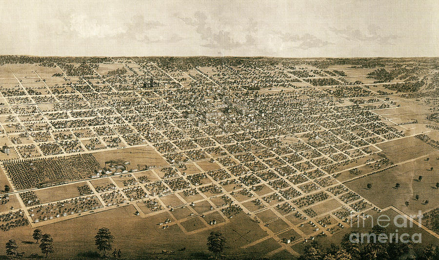 Springfield, Illinois, 1867 Drawing by Albert Ruger
