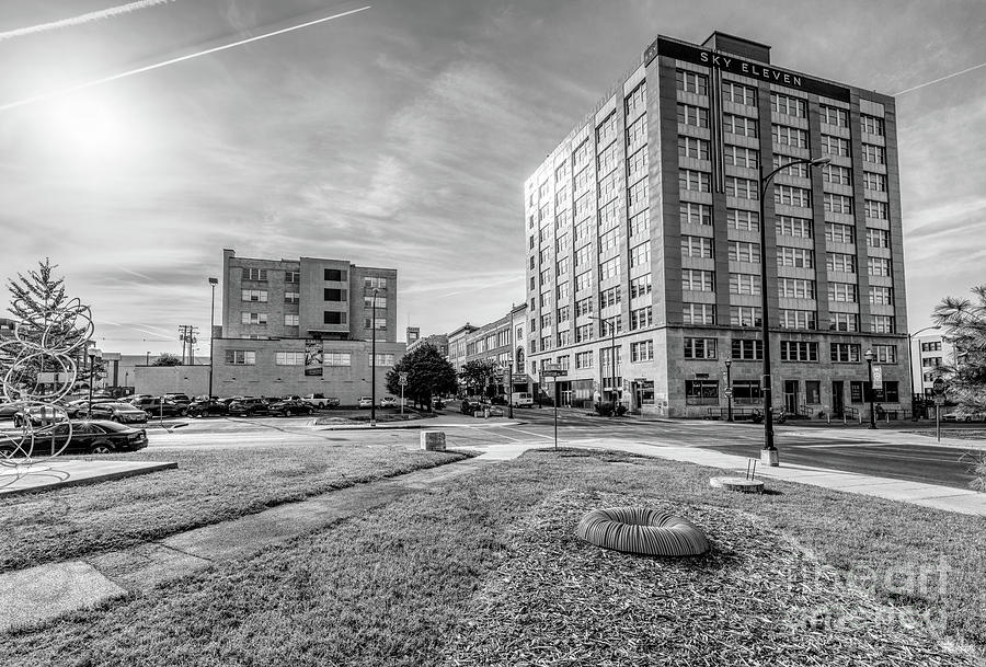 Springfield MO Downtown Intersection Grayscale Photograph by Jennifer White