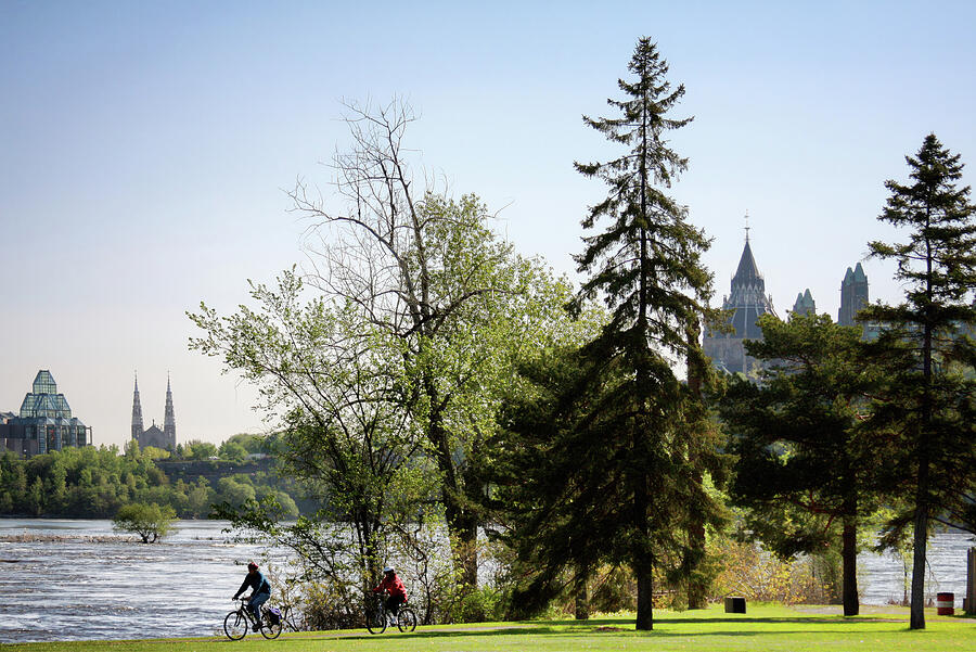 Tree Photograph - Springtime activity by Ottawa River, Ottawa, Canada by Tatiana Travelways