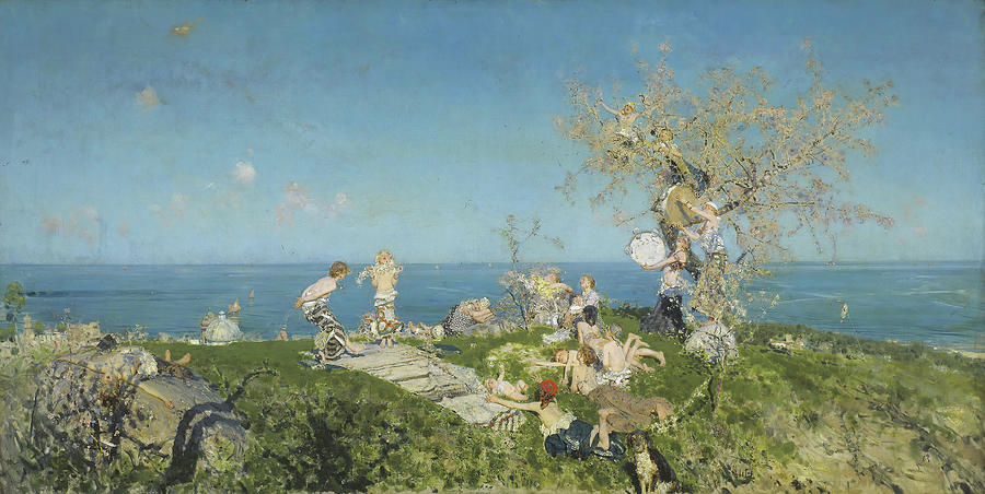 Springtime and Love. Francesco Paolo Michetti, Italian, 1851-1929. Painting by Francesco Paolo Michetti