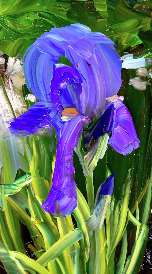 Springtime Bloom of a Purple Iris Mixed Media by Pheasant Run Gallery