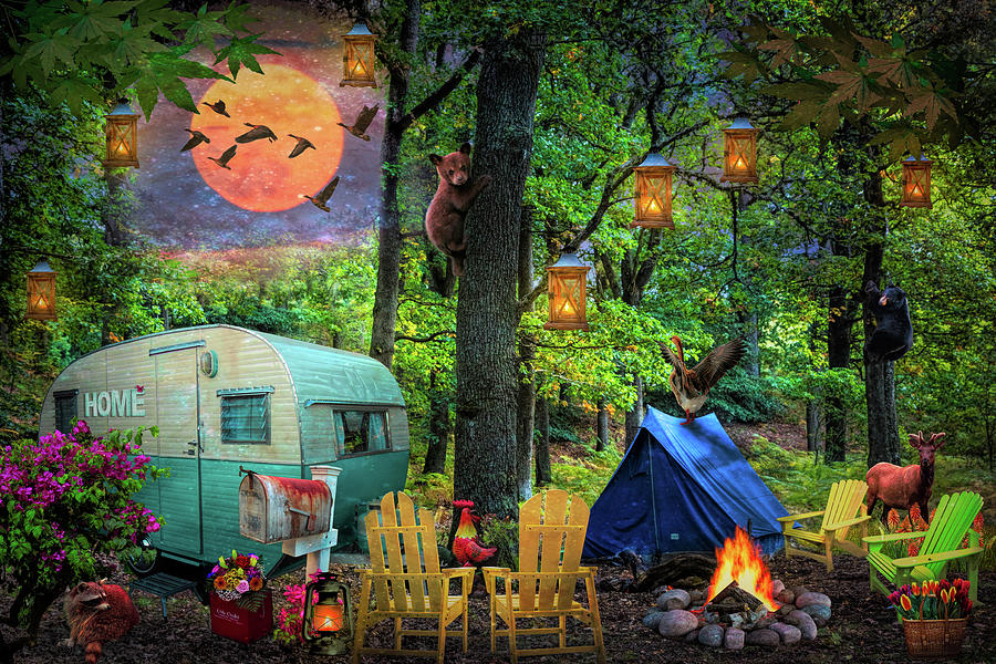 Springtime Camping Digital Art by Debra and Dave Vanderlaan