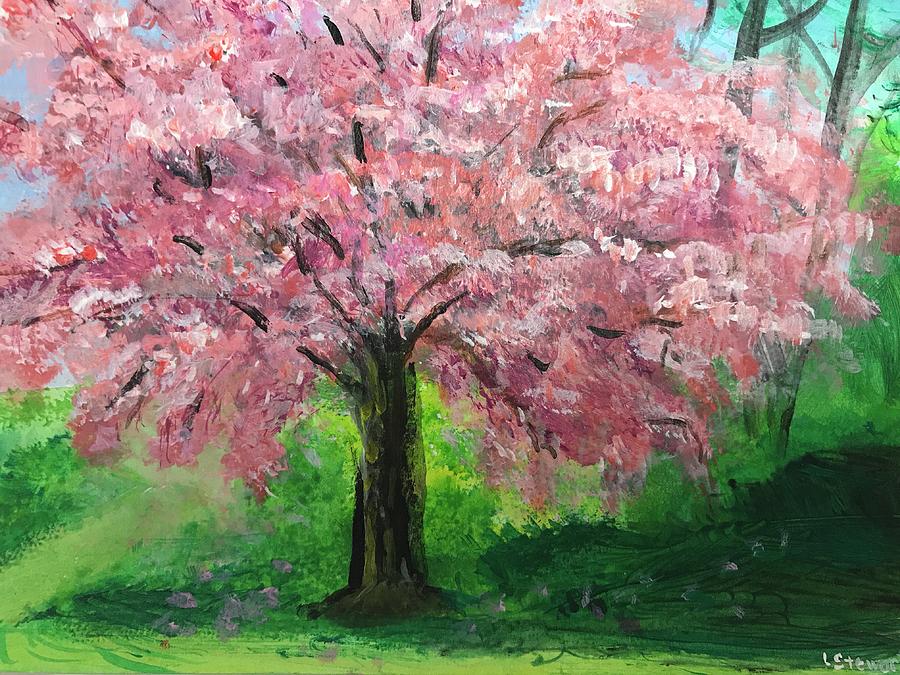 Springtime Cherry Tree Painting by Loretta Stewart