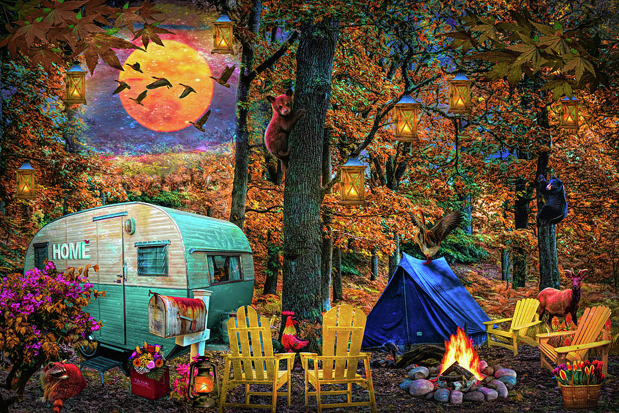Springtime Evening Camping Digital Art by Debra and Dave Vanderlaan