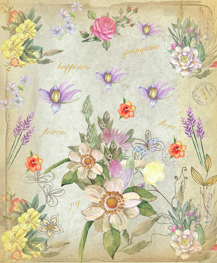 Springtime Flower Design 2 Mixed Media by Johanna Hurmerinta