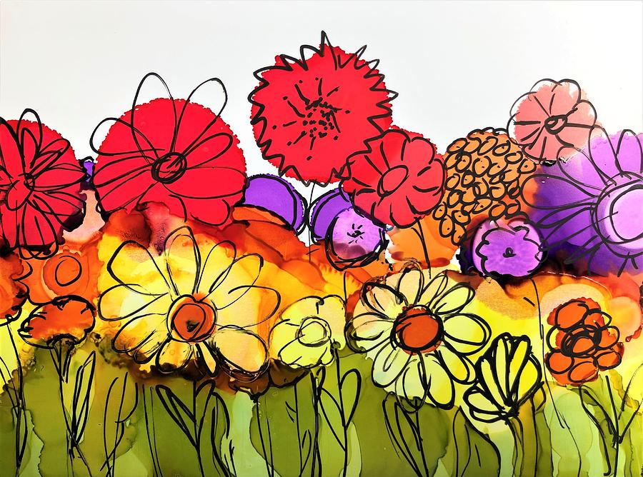 Springtime Flower Doodle Abstract  Painting by Rachelle Stracke