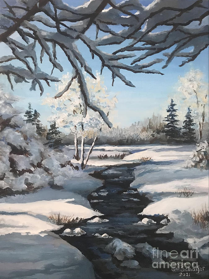 Springtime Snow Painting by Suzanne Schaefer