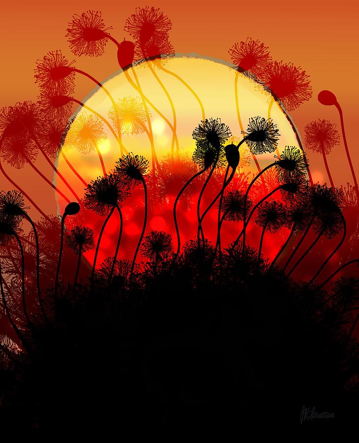 Springtime Sunrise Red Sky In The Morning Drawing by Joan Stratton