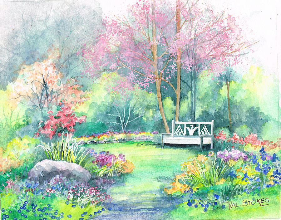 Springtime Painting by Val Stokes
