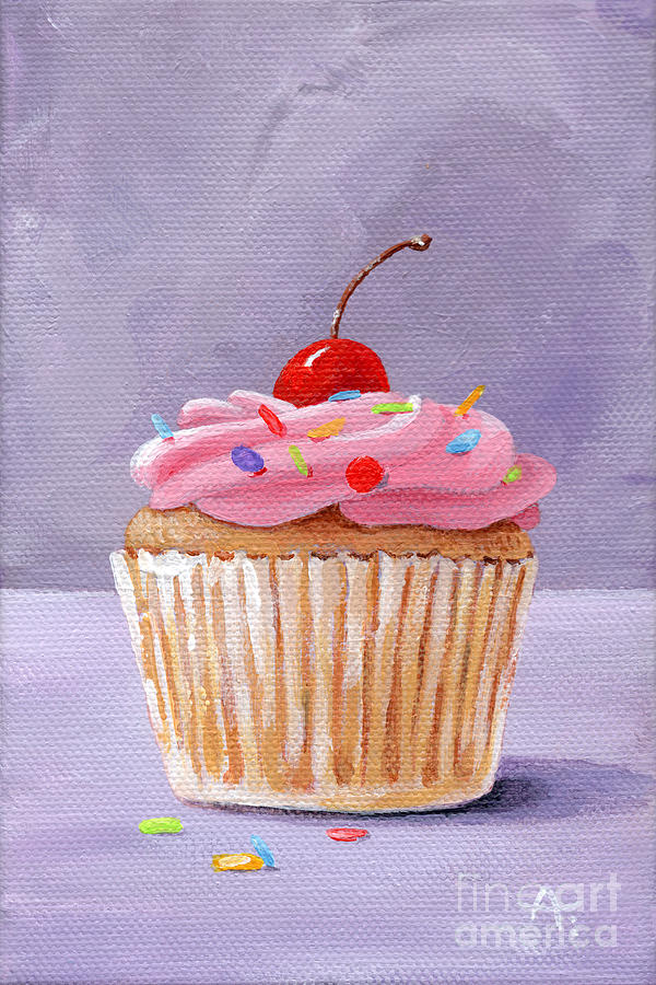 Sprinkles - Cupcake Painting Painting by Annie Troe