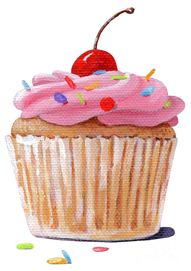 Sprinkles - Cupcake Painting - No background Painting by Annie Troe