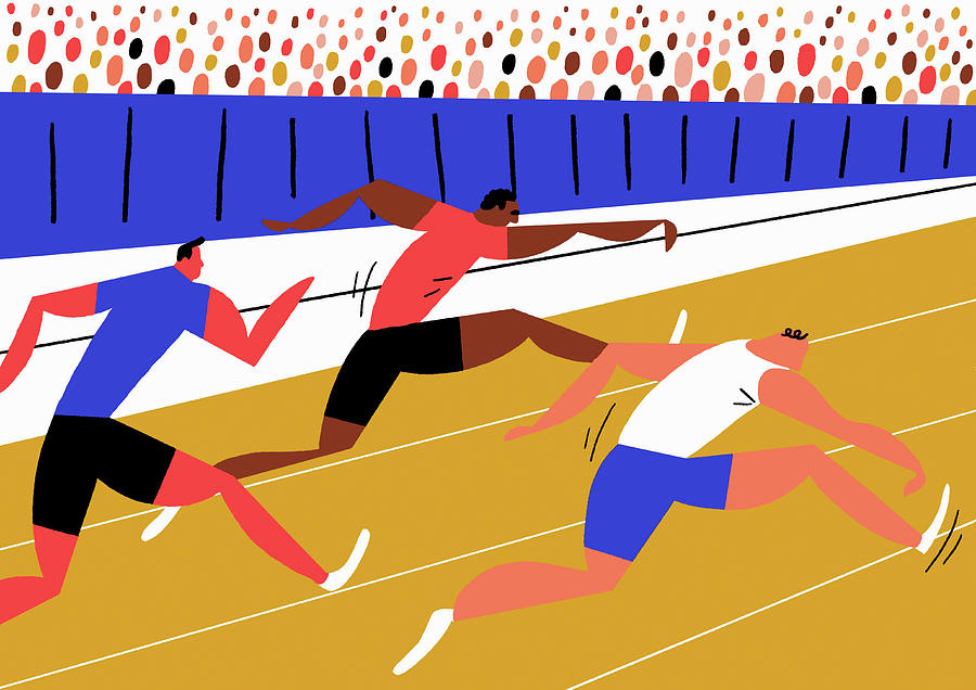 Sprinters on athletics track Digital Art by Robert Hanson - Pixels