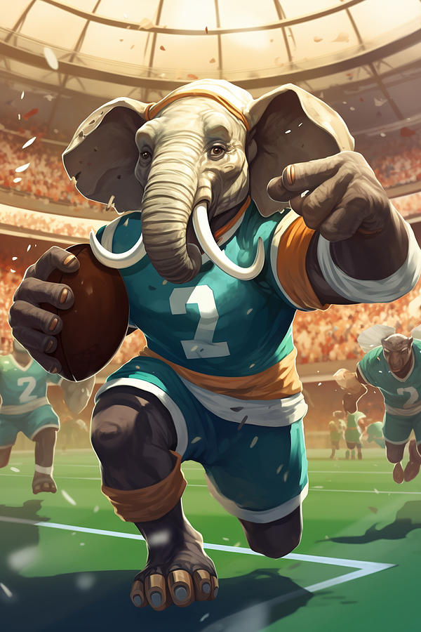 Sprinting Elephant Rugby Player Digital Art by Magic Wild Fine Art