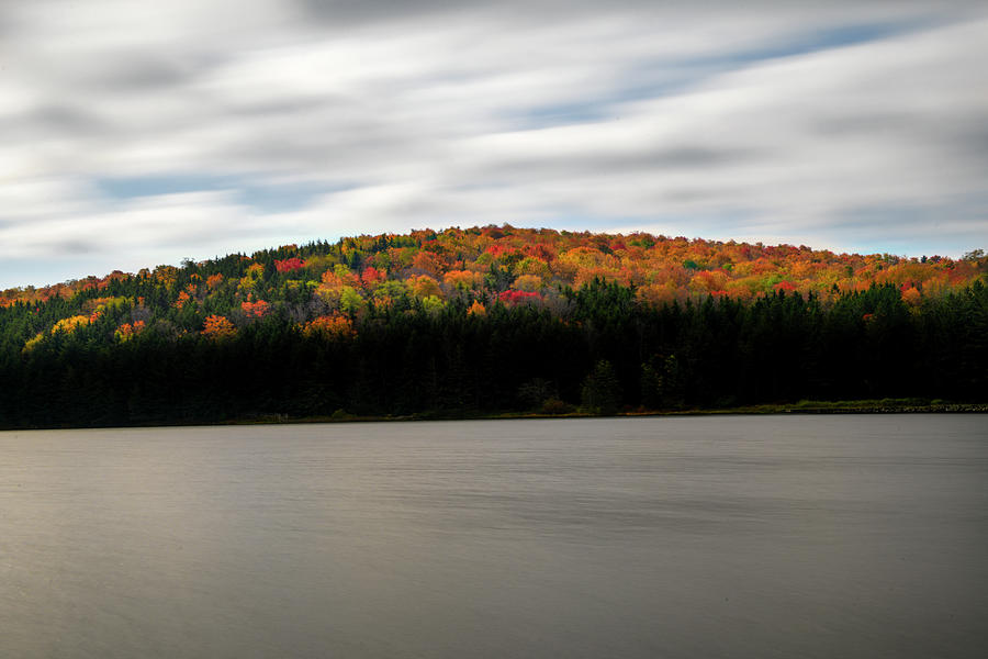 Spruce Knob Lake in the Fall moving clouds and water Photograph by Dan Friend