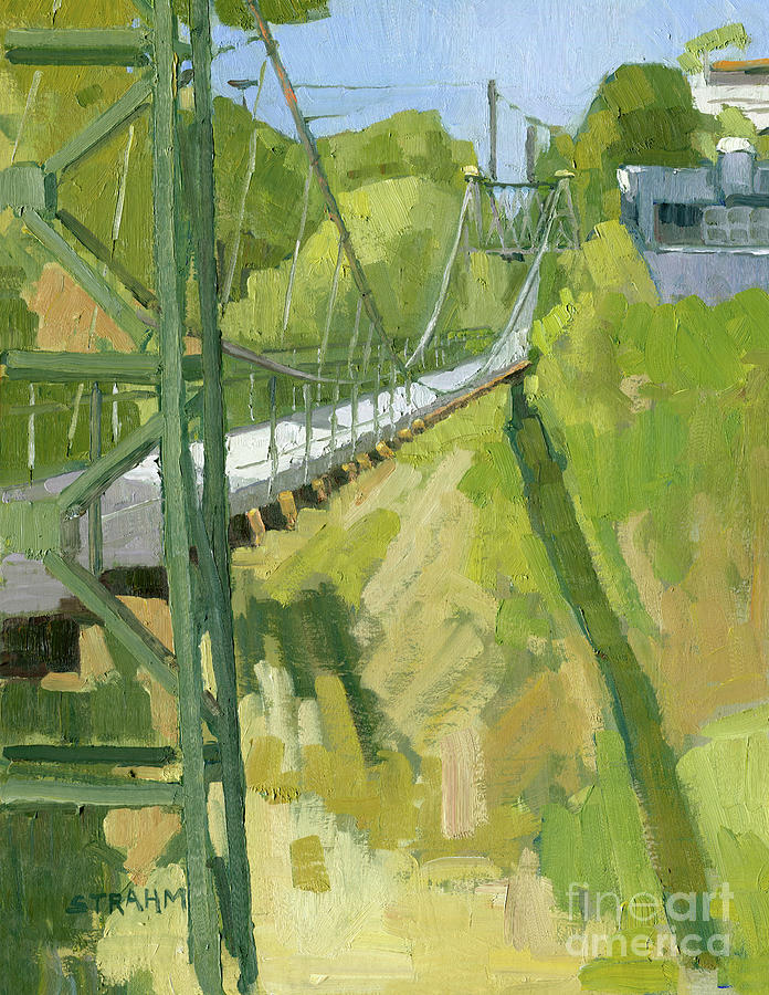 Spruce Street Suspension Bridge Painting by Paul Strahm