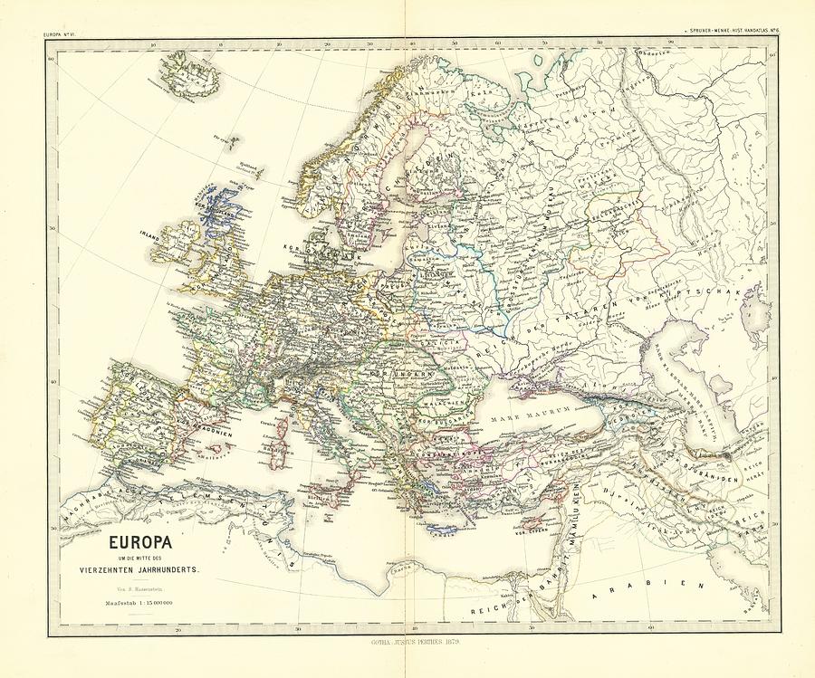 Spruner-Menke Handatlas 1880 Karte 06 Drawing by Timeless Geo Maps ...