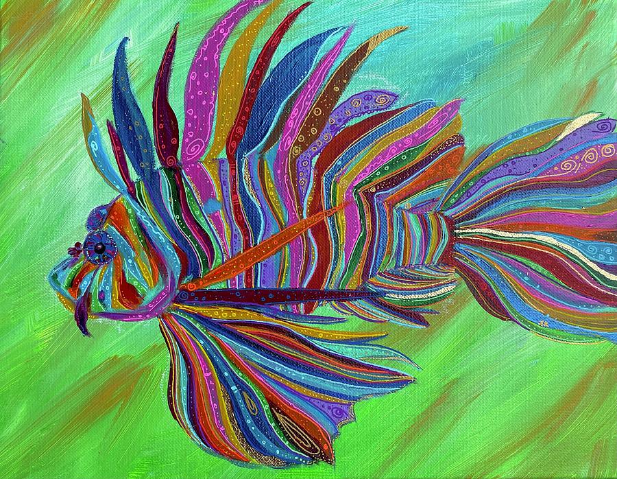 Spunky Lionfish Painting by Kelcy Kent | Fine Art America