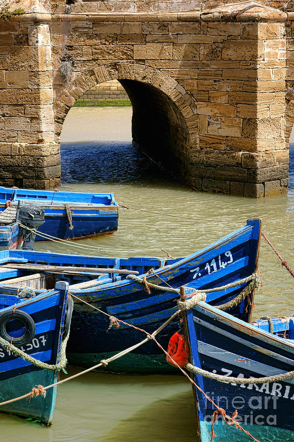 Sqala du Port Essaouira Bridge and Boats Photograph by Olivier Le Queinec
