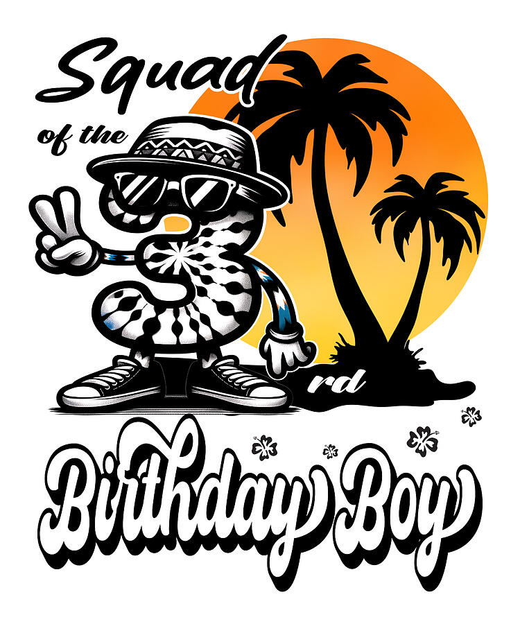 Summer Digital Art - Squad of 3rd Birthday Boy Aloha Hawaiian Hawaii by Jungle Hub