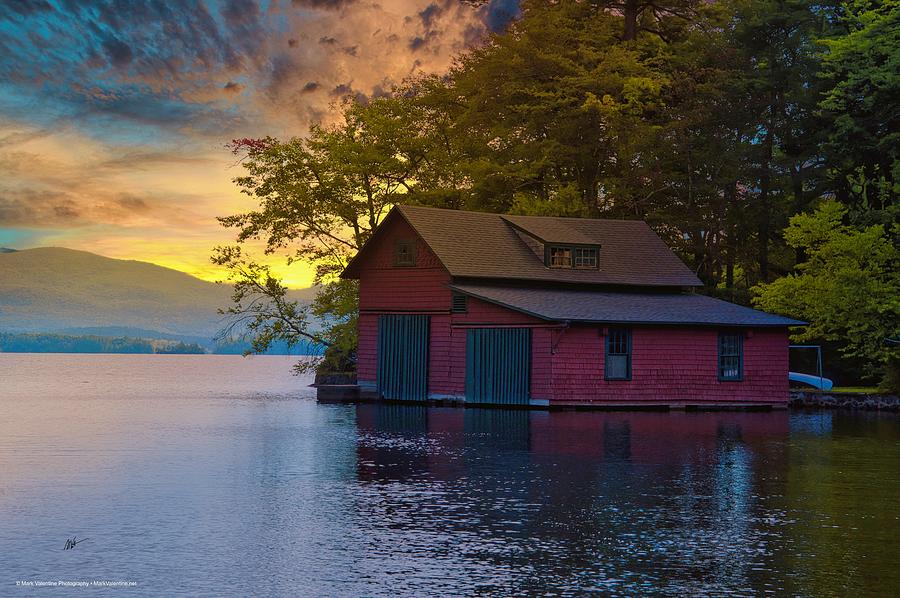 Squam Lake Boat House Digital Art by Mark Valentine