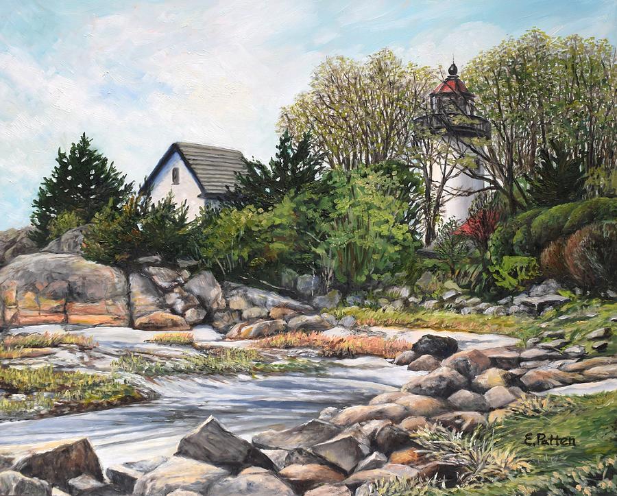 Squam Light, Spring Painting by Eileen Patten Oliver