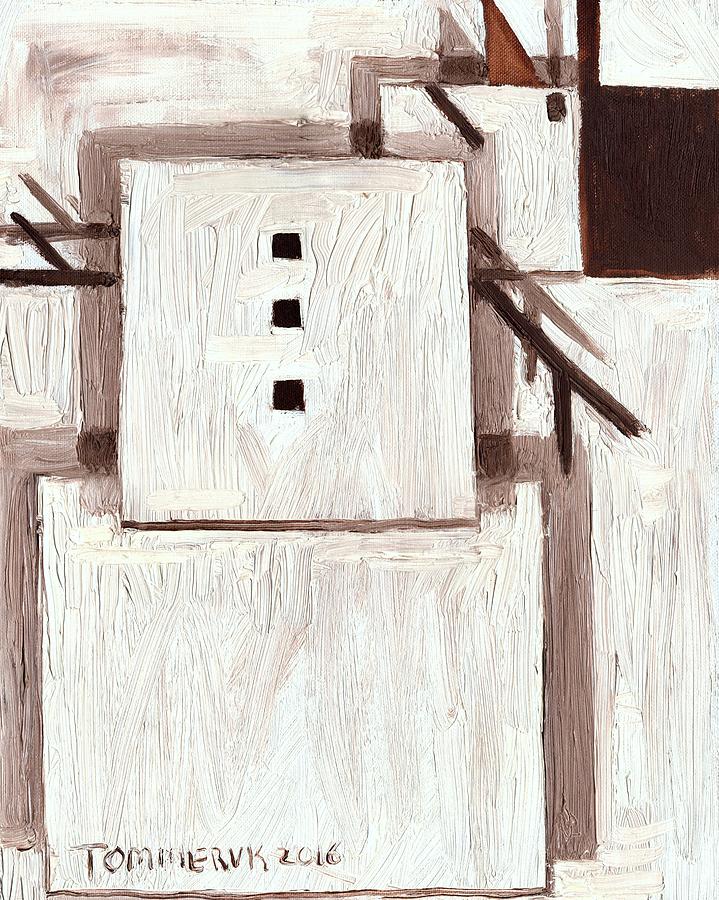 Square Abstract Snowman Wall Art Print Painting by Tommervik