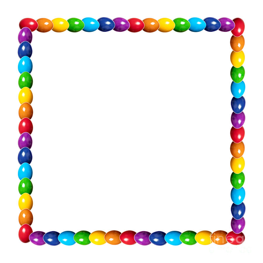 Square Border Made Of Rainbow Colored Eggs, Squared Frame Of Colorful 