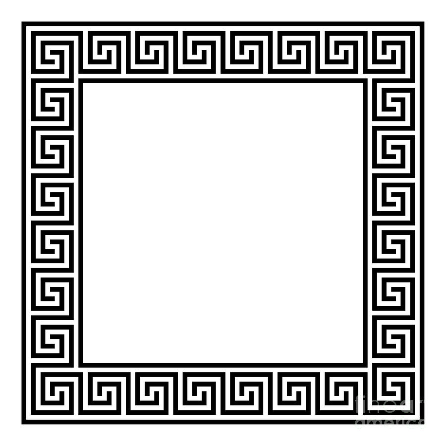 Square framed disconnected meander pattern made of seamless meanders ...