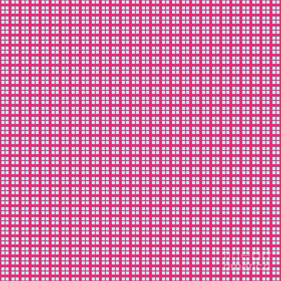 Square Grid Window Lattice Pattern In Light Aqua And Raspberry Pink N.0656 Painting
