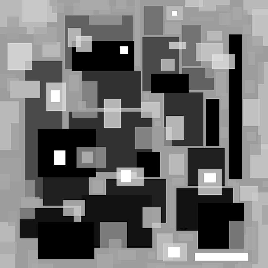 Square One - Black and White Square Abstract Digital Art by Val Arie