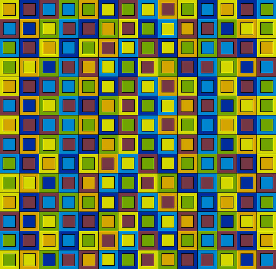 SQUARE PEG Modern Art Squares Multicolor Lynnie Lang Digital Art by Lynnie Lang