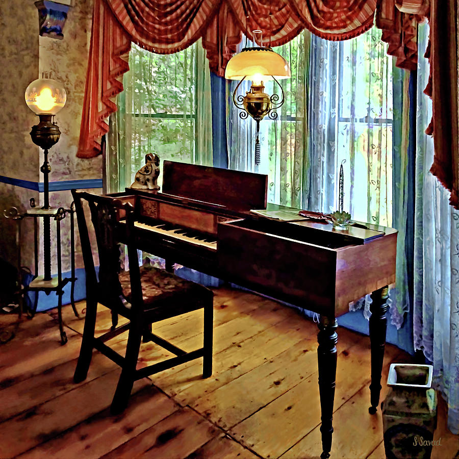 Square Piano in Parlor Photograph by Susan Savad