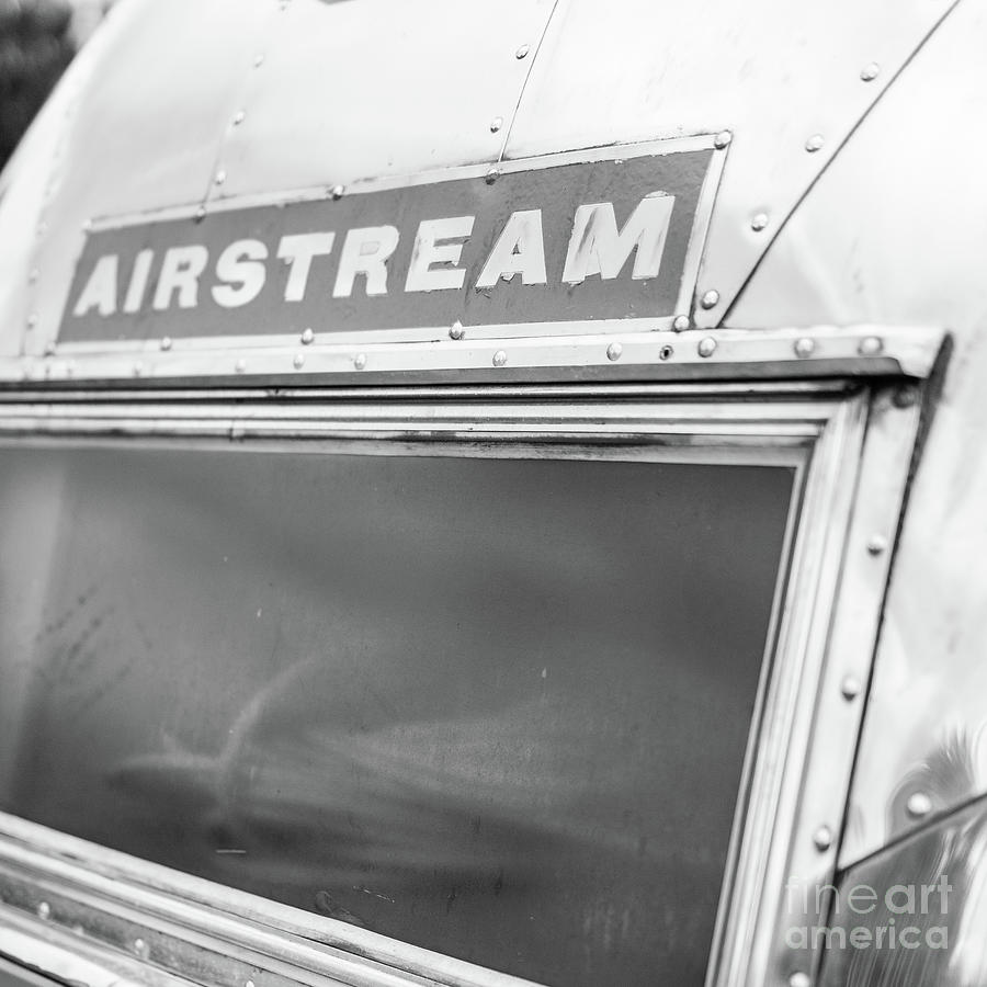 Square Vintage Airstream Travel Trailer back Photograph by Edward Fielding