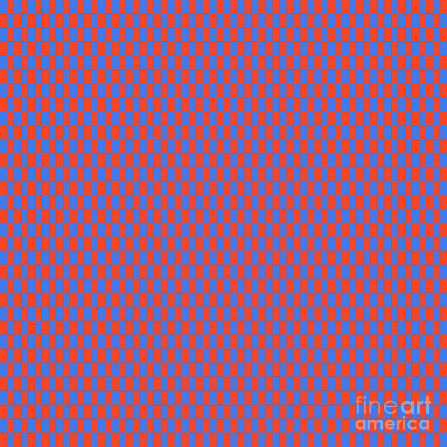 Squashed Chequered Checkerboard Pattern In Red Orange And True Blue N.1524 Painting