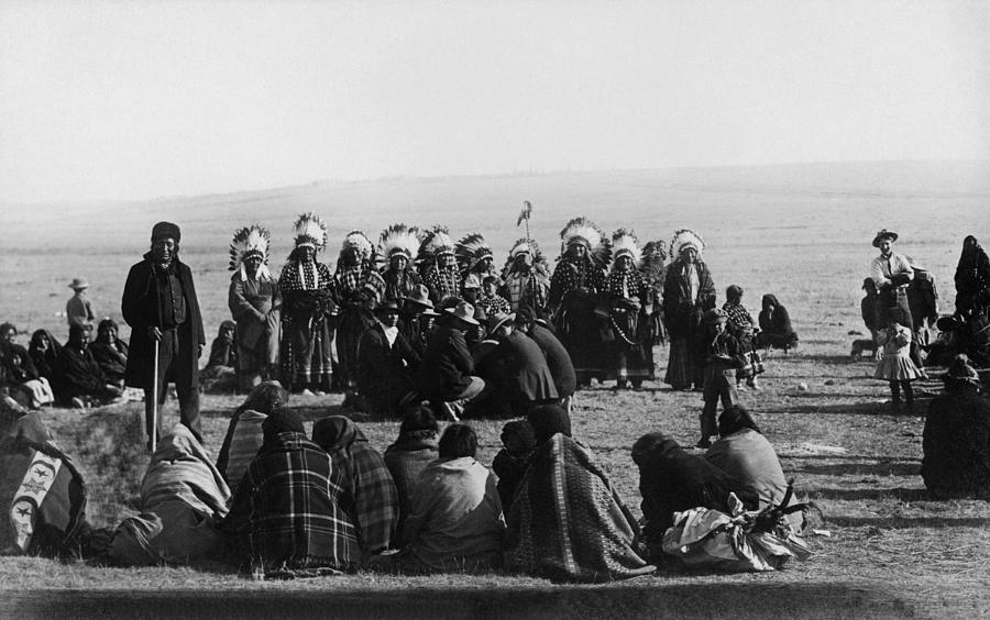 Squaw Dance Pine Ridge South Dakota - Solomon Butcher - 1908 Photograph by War Is Hell Store