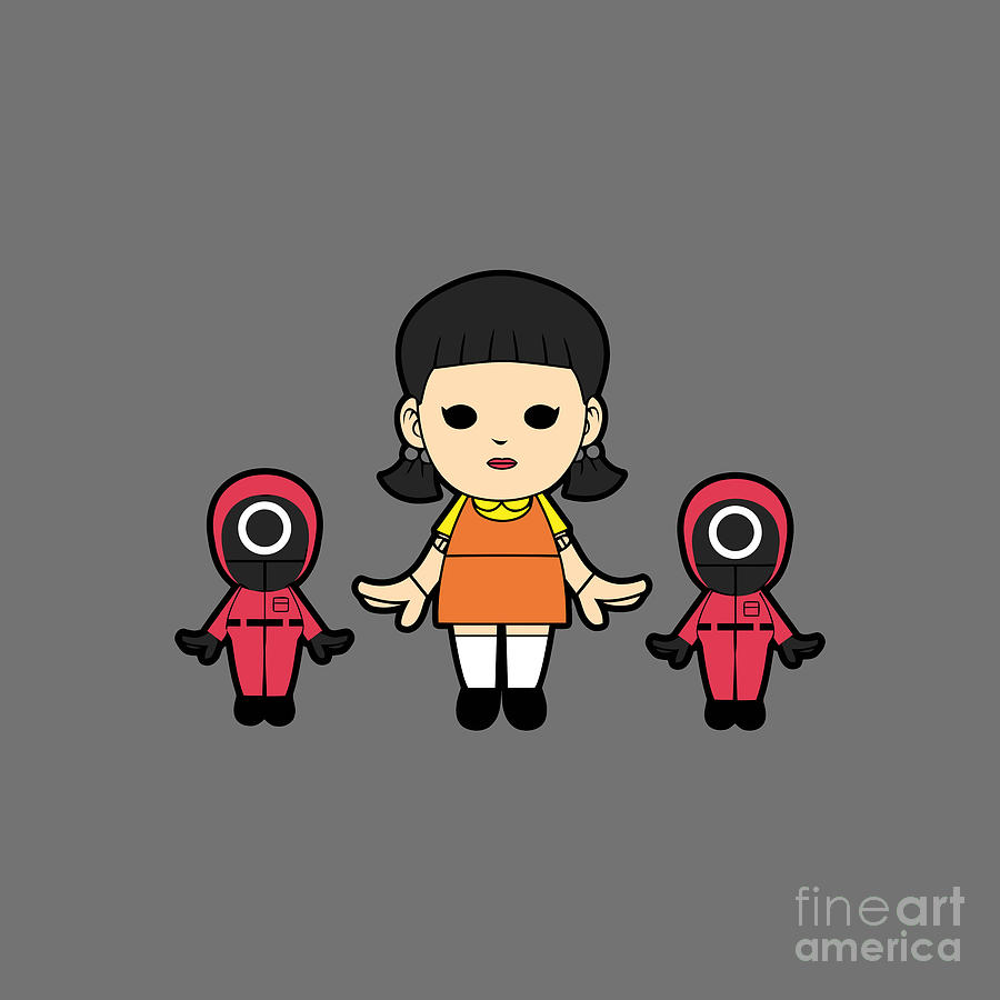 Squid Game Doll and Soldiers Drawing by Elizabeth J Campbell - Fine Art