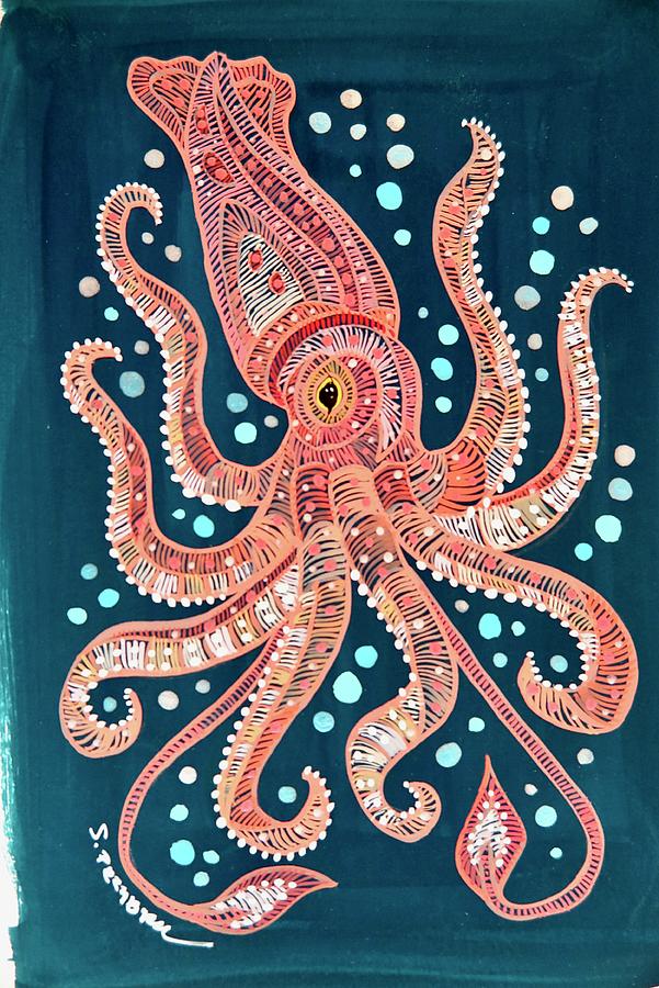 Squiggling Squid Painting by Stephanie Przybylek - Fine Art America