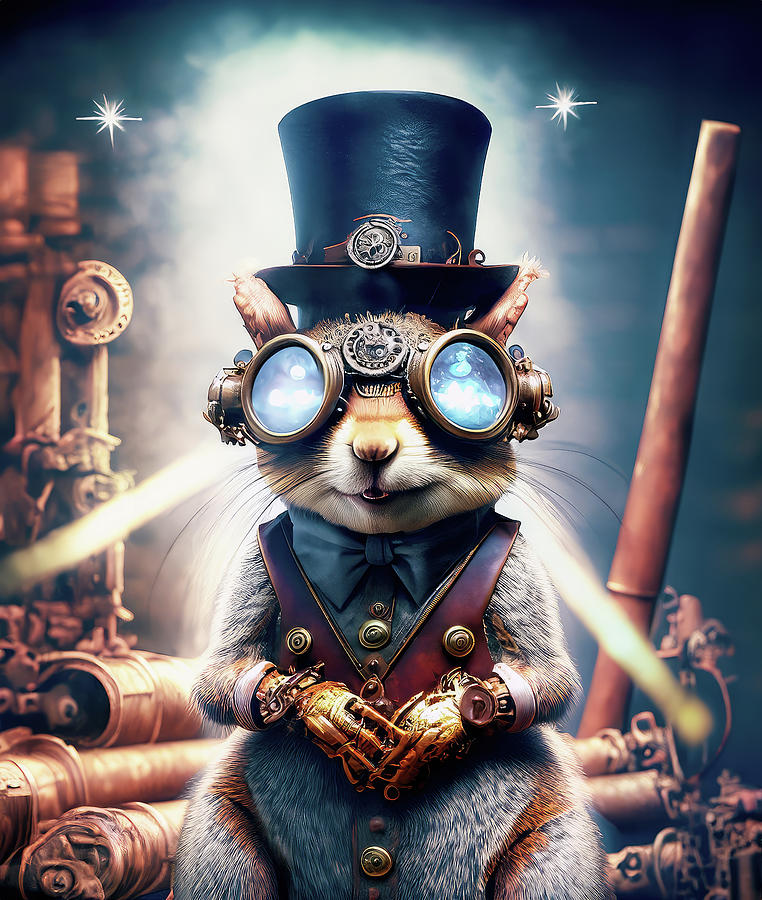 Squirrel - Ai Generated - Steampunked Photograph