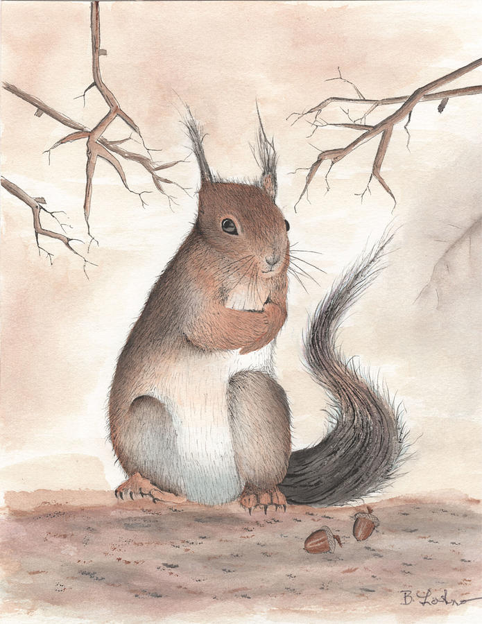 Squirrel Painting by Bob Labno