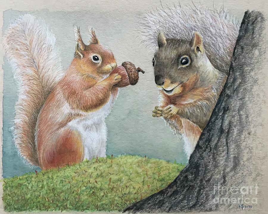 Squirrel Friends Mixed Media by Kerry Stroud Peiser - Fine Art America