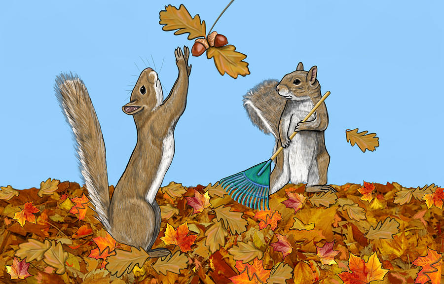 Squirrel Goals Mixed Media by Judy Cuddehe