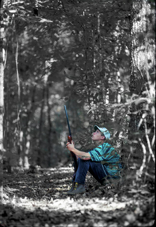 Squirrel Hunter in Selective Color Photograph by James C Richardson