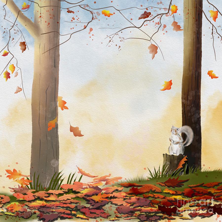 Squirrel in Autumn Painting by Melly Terpening