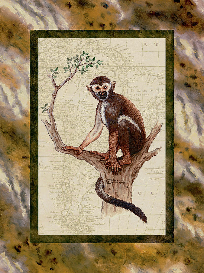 Squirrel Monkey Painting by Janet Kruskamp
