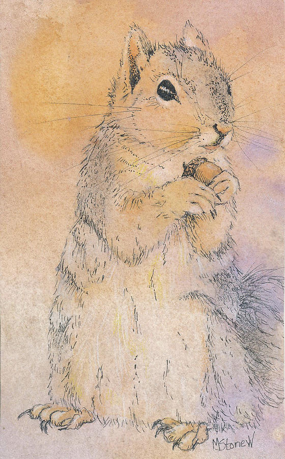 Squirrel Nut Painting by Marie Stone-van Vuuren