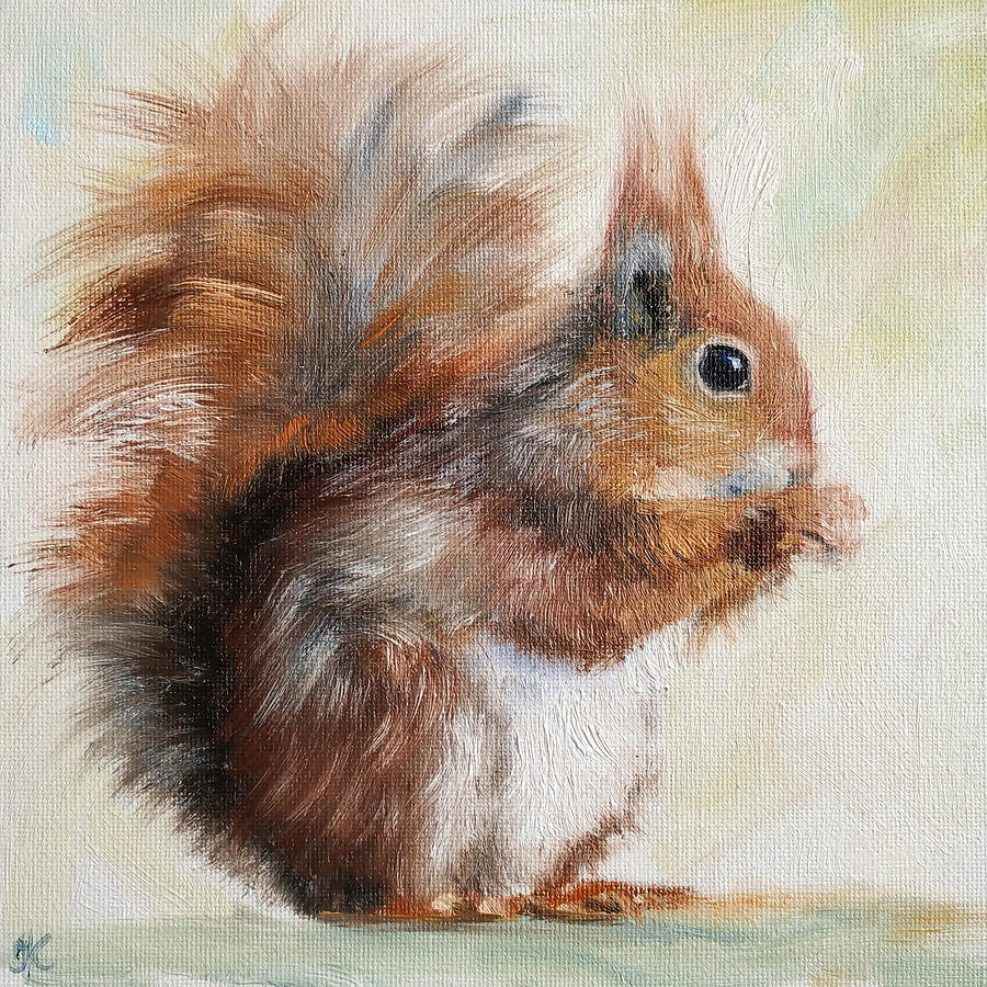 Squirrel oil painting Painting by Iryna Khort | Fine Art America